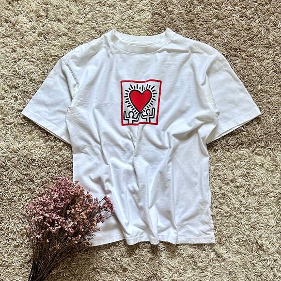 Keith Haring Uniqlo UT White Tee Art USA Artist Big Logo Men’s Size S - Picture 1 of 8